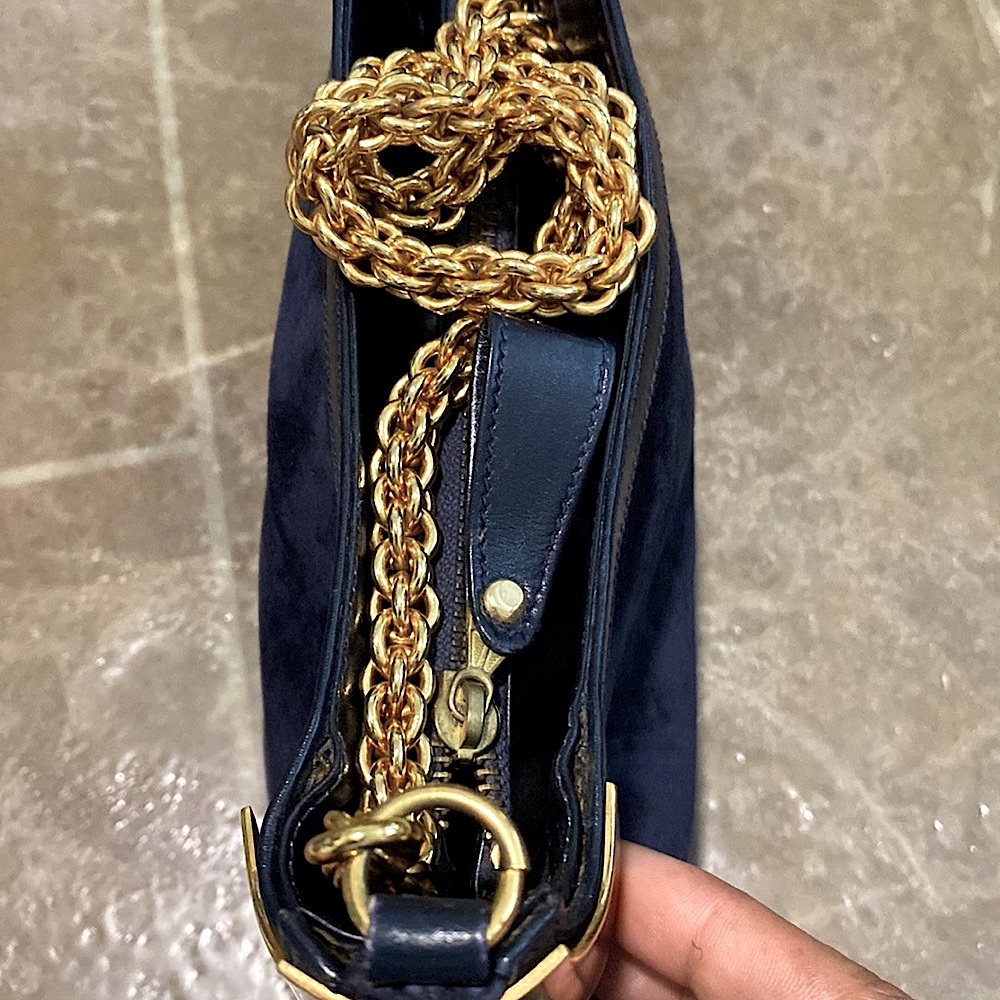 vtg Bettina Suede Bag w Rope Chain Strap • Italy - Picture 8 of 16